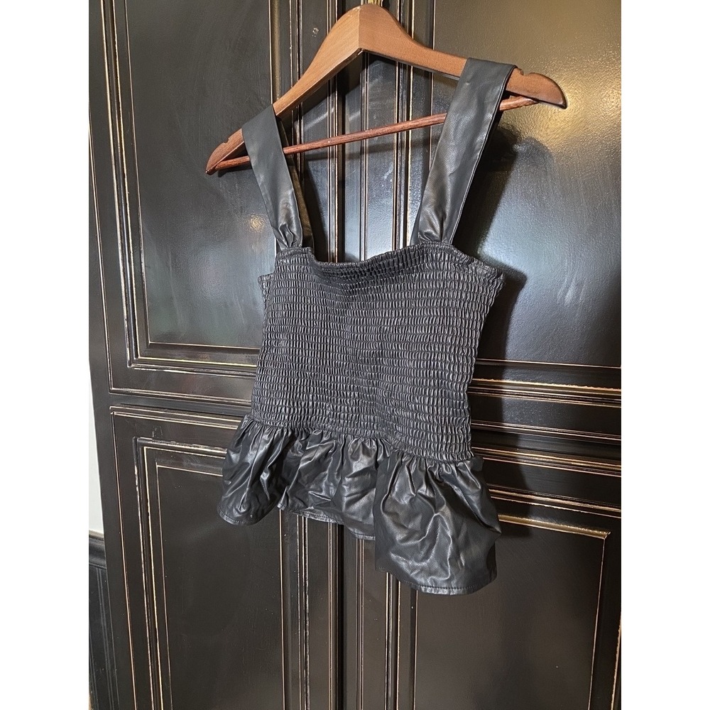 TCEC Large  pleather Peplum Smocked Bodice Tank, Sexy,  Festival, Concert,...